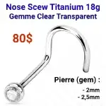 Le plus délicat bijou de piercing de nez avec choix de grosseur de pierre crystal transparent en Titanium à bon prix parfait comme premier piercing au nez.